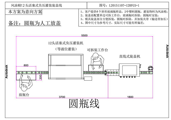 风油精12头活塞式负压灌装旋盖线(图2)